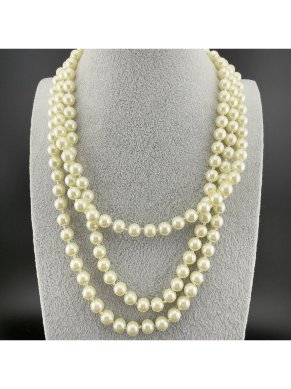 Vintage Opera Length Long Faux Pearl Necklace Beaded Classic 60 inch